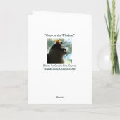 Coco in het raam.  Wenskaart Kaart (Achterkant)