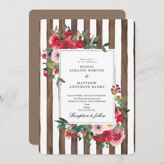 Coco Mocha Wedding Invitation Kaart (Voorkant / Achterkant)