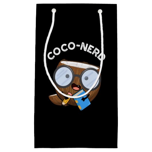 Coco-nerd Funny Fruit Coconut Pun Dark BG Klein Cadeauzakje (Voorkant)