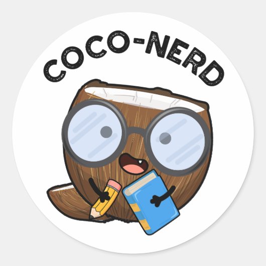 Coco-nerd Funny Fruit Coconut Pun Ronde Sticker (Voorkant)