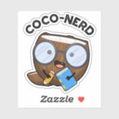Coco-nerd Funny Fruit Coconut Pun Sticker (Vel)