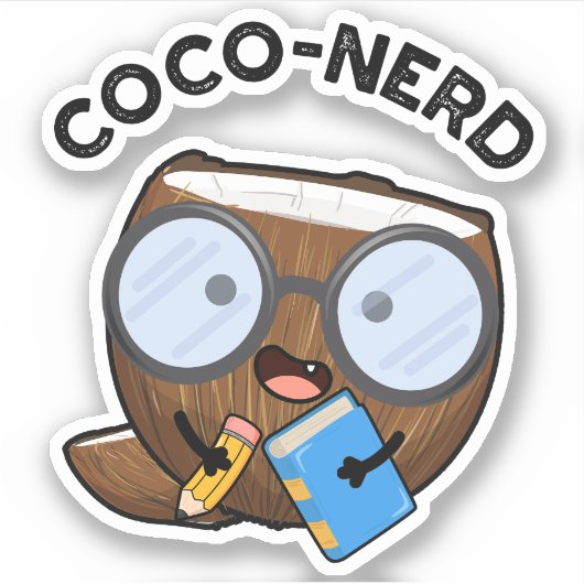 Coco-nerd Funny Fruit Coconut Pun Sticker (Voorkant)