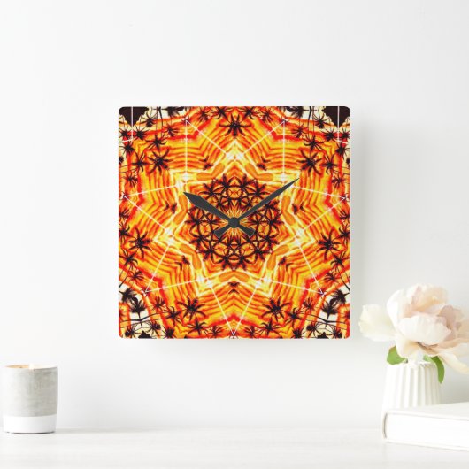 Coco Palm Star Vierkante Klok (Huis)