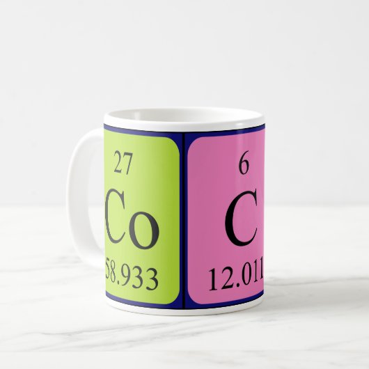 Coco periodieke tabelnaam mok (Voorkant links)