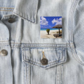 Coco Point Beach, Barbuda, Antigua Vierkante Button 5,1 Cm (In situ)