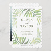 COCO Waterverf Palm Leaf bruiloft uitnodiging (Voorkant / Achterkant)