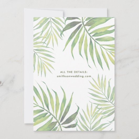 COCO Waterverf Palm Leaf bruiloft uitnodiging (Achterkant)