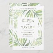 COCO Waterverf Palm Leaf bruiloft uitnodiging (Voorkant / Achterkant)