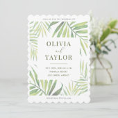 COCO Waterverf Palm Leaf bruiloft uitnodiging (Staand voorkant)