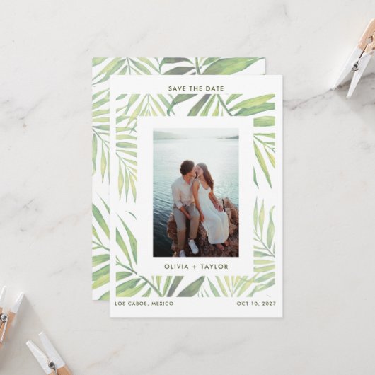 COCO Waterverf Palmblad Sla de datum op Kaart (Voorkant / Achterkant in situ)