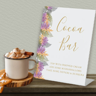 Cocoa Bar Oktober Bladeren Bruidsfeest Reclamebord Met Voetstuk