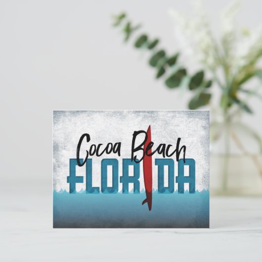 Cocoa Beach Briefkaart Florida Surfboard (Staand voorkant)