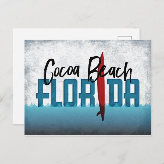Cocoa Beach Briefkaart Florida Surfboard (Voorkant / Achterkant)
