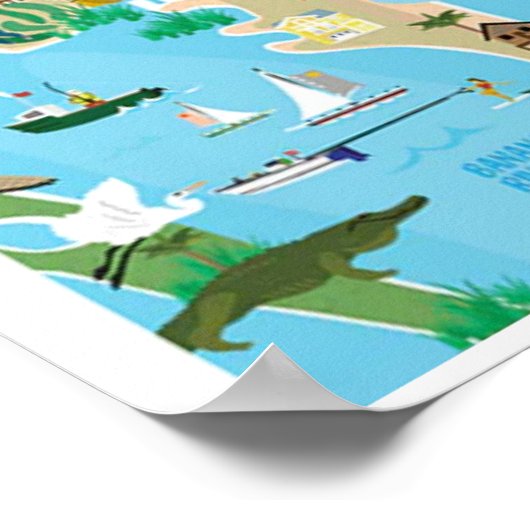 Cocoa Beach City Florida kustlijn kaart geschenken Poster (Hoek)