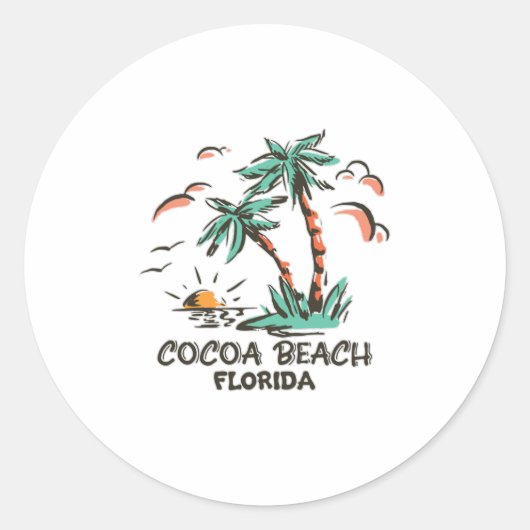 Cocoa Beach - Florida - Colorful Sunset Ronde Sticker (Voorkant)