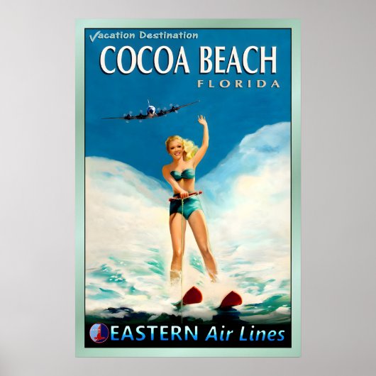 COCOA BEACH Florida Eastern Air Lines Reizen Poster (Voorkant)