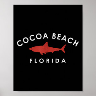 Cocoa Beach Florida Haai Vakantie Souvenir Vintag Poster