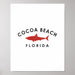 Cocoa Beach Florida Haaien Vakantie Souvenir Vinta Poster