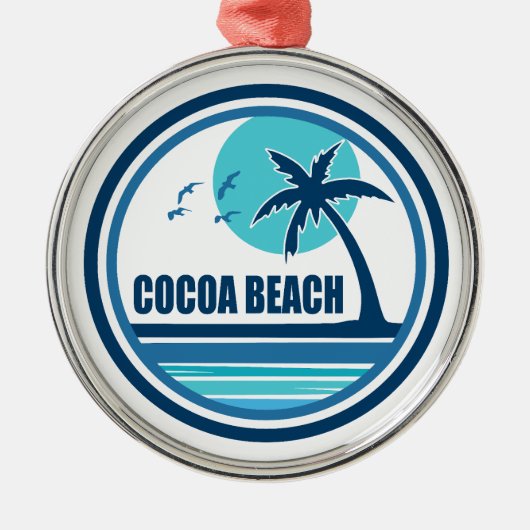 Cocoa Beach Florida Palm Tree Vogels Metalen Ornament (Voorkant)