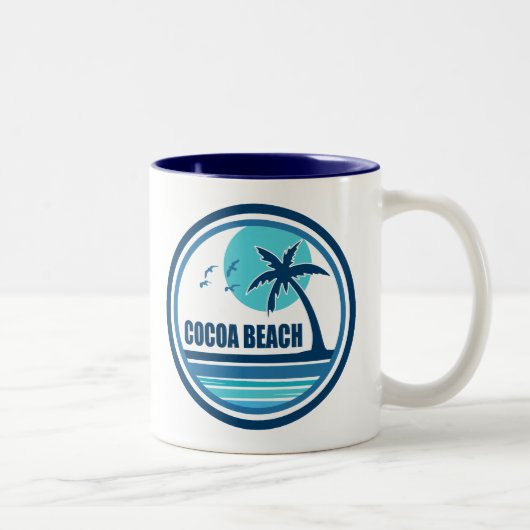 Cocoa Beach Florida Palm Tree Vogels Tweekleurige Koffiemok (Rechts)