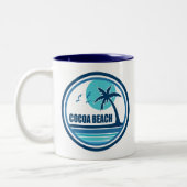 Cocoa Beach Florida Palm Tree Vogels Tweekleurige Koffiemok (Links)
