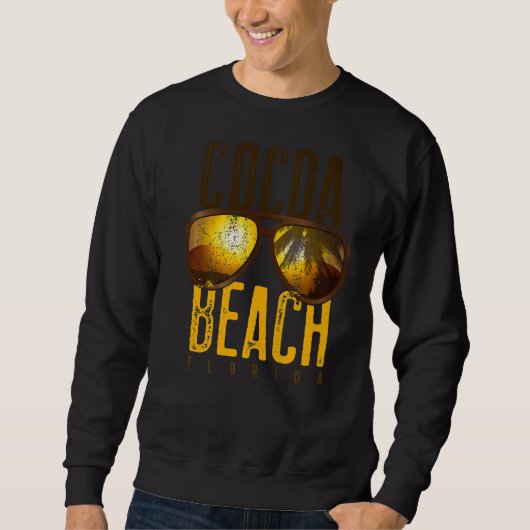 Cocoa Beach Florida Palm Trees Retro Souvenir Coco Trui (Voorkant)