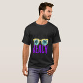 Cocoa Beach Florida Palm Trees Retro Souvenir Flo T-shirt (Voorkant volledig)