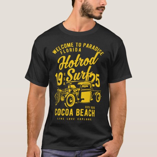 Cocoa Beach Florida Retro Hotrod Surf  9 T-shirt (Voorkant)