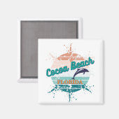 Cocoa Beach Florida Retro Sunset Magneet (Voorkant / Achterkant)