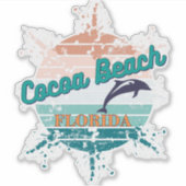 Cocoa Beach Florida Retro Sunset Sticker (Voorkant)