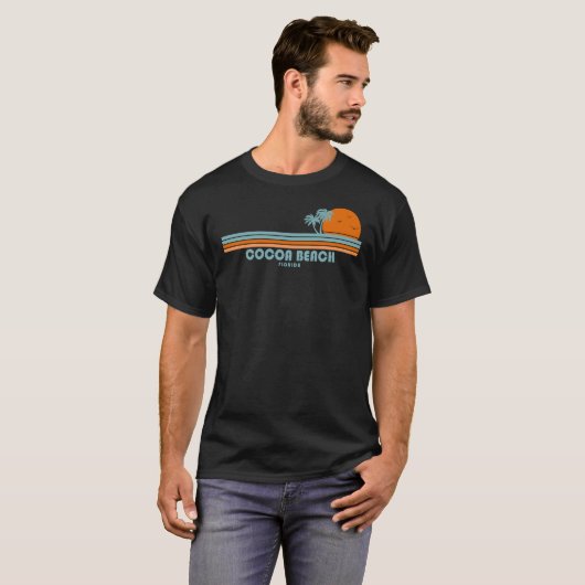 Cocoa Beach Florida Sun Palm Trees T-shirt (Voorkant volledig)