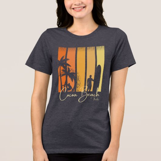 Cocoa Beach Florida Surfen Tri-Blend Shirt (Voorkant)