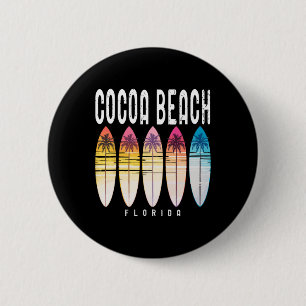 Cocoa Beach Florida Surfplank Vrouwen Mannen Ronde Button 5,7 Cm