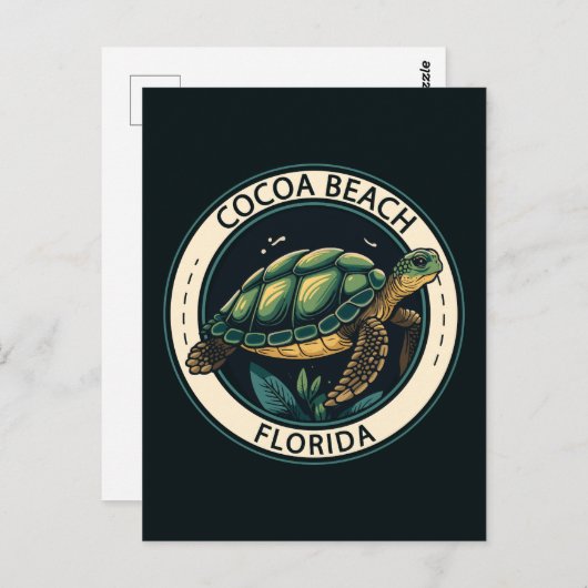 Cocoa Beach Florida Turtle Badge Briefkaart (Voorkant / Achterkant)