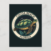 Cocoa Beach Florida Turtle Badge Briefkaart (Voorkant)
