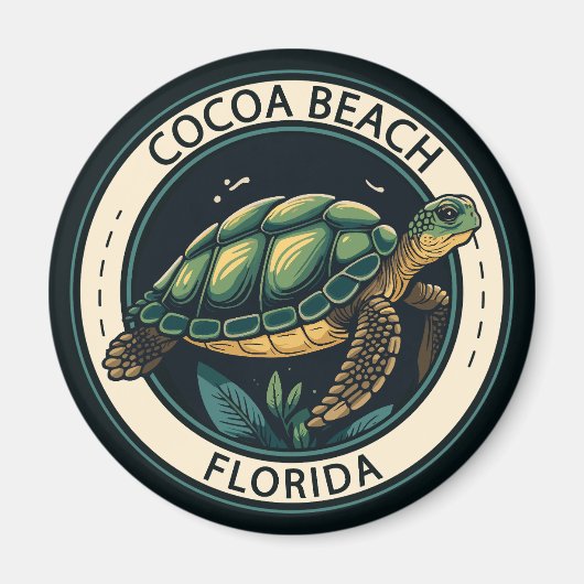 Cocoa Beach Florida Turtle Badge Magneet (Voorkant)