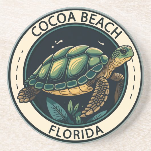 Cocoa Beach Florida Turtle Badge Zandsteen Onderzetter (Voorkant)