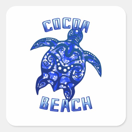 Cocoa Beach Florida Vacation Tribal Turtle Vierkante Sticker (Voorkant)
