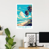 Cocoa Beach Florida Vintage Reis Kunst Poster (Thuiskantoor)