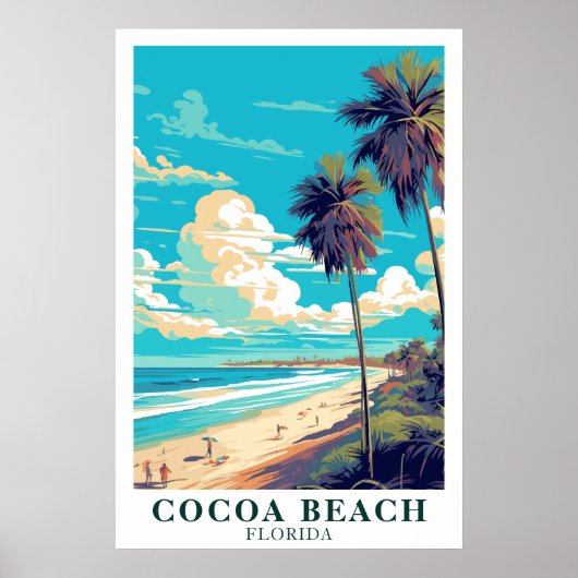 Cocoa Beach Florida Vintage Reis Kunst Poster (Voorkant)