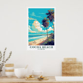 Cocoa Beach Florida Vintage Reis Kunst Poster (Keuken)
