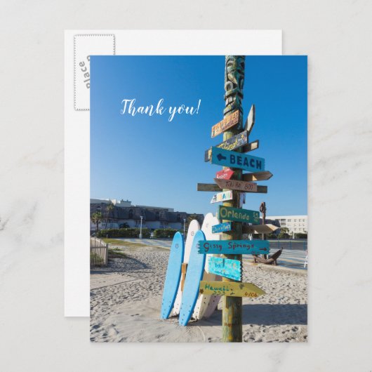 Cocoa Beach Tiki Totem Bedankkaartje Briefkaart (Voorkant / Achterkant)