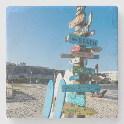 Cocoa Beach Tiki Totem Stenen Onderzetter (Voorkant)