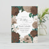 Cocoa Bean, Mushroom Taupe & Vanilla Cream Wedding Kaart (Staand voorkant)