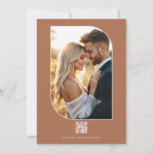 Cocoa Bean, Mushroom Taupe & Vanilla Cream Wedding Kaart (Achterkant)