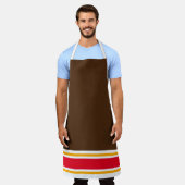 Cocoa Brown Helder Rood Geel Hem Racing Stripes Schort (Gedragen)