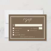 Cocoa Brown Minimalist Frame Wedding RSVP Kaartje (Voorkant)