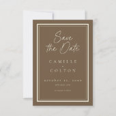 Cocoa Brown Minimalistische Frame Trouwfoto Save The Date (Voorkant)