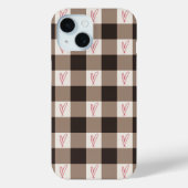 Cocoa Bruin Hart Gingham Geruite Matte Hoes (Achterkant)