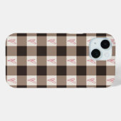 Cocoa Bruin Hart Gingham Geruite Matte Hoes (Achterkant (horizontaal))